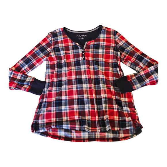 Nautica XL Plaid Long Sleeve Pullover Pajama Shirt - Picture 1 of 8